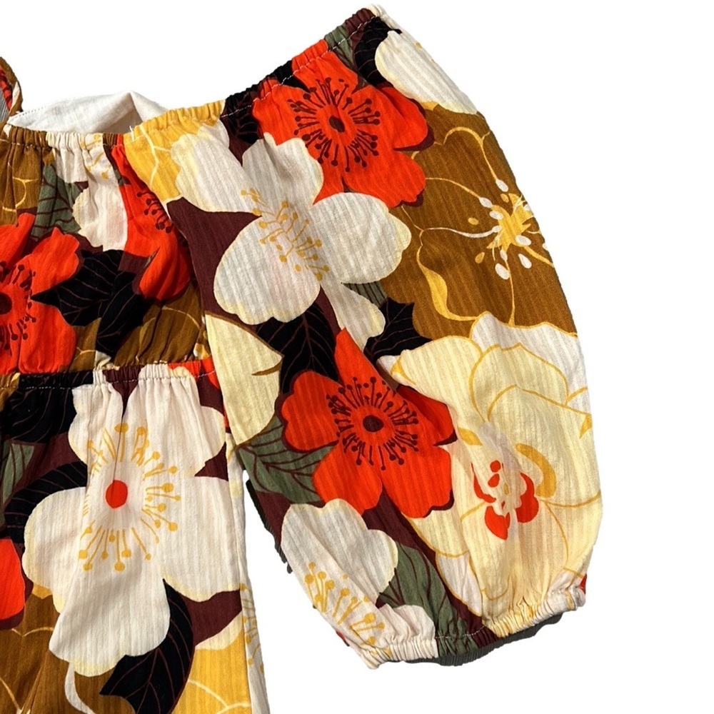 NWT Billabong Shine Bright Mini Dress Floral Seersucker  Statement Sleeve Small - Picture 4 of 13